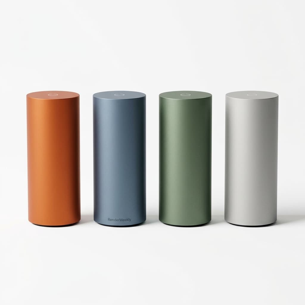 Four colorful cylindrical gadgets