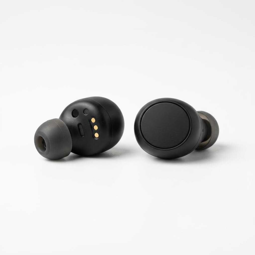 Black wireless earbuds